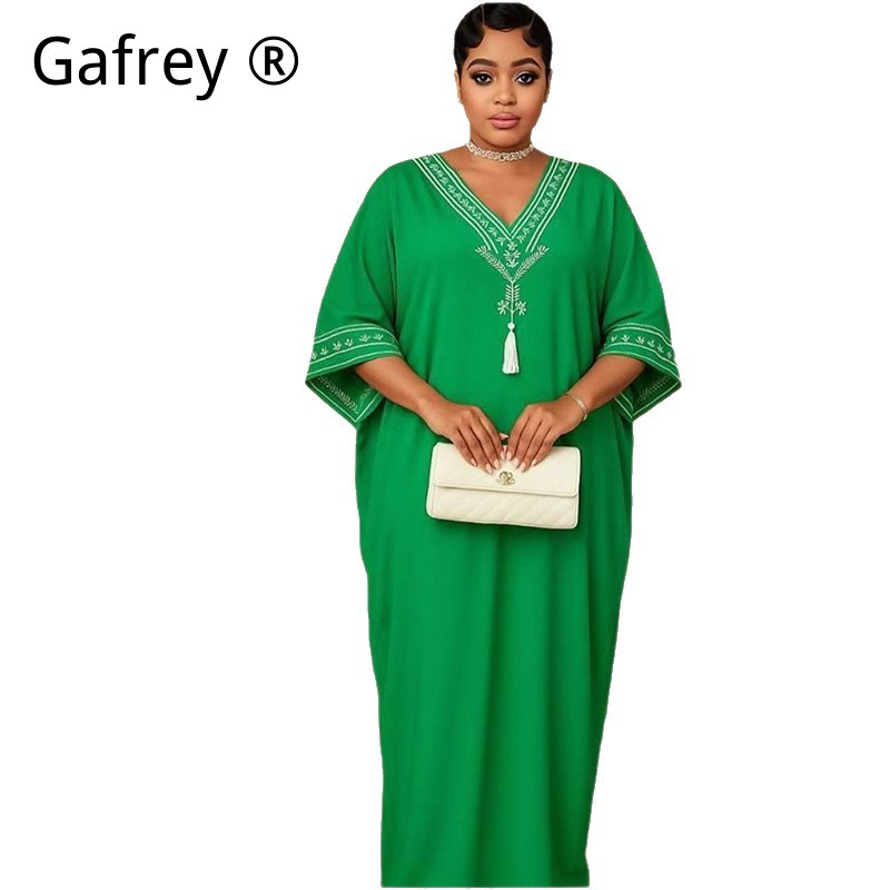 Ethnic Gown - Middle Eastern Printed Abaya Women V-Neck