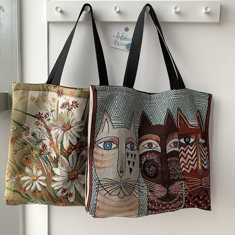 Ethnic Fashion Book - Boho Embroidered Canvas Tote Bag for
