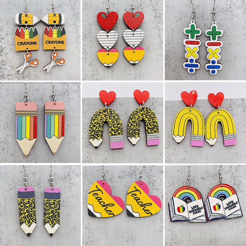 Ethnic Fashion Book - New Teacher Student Earrings Leopard Pencil