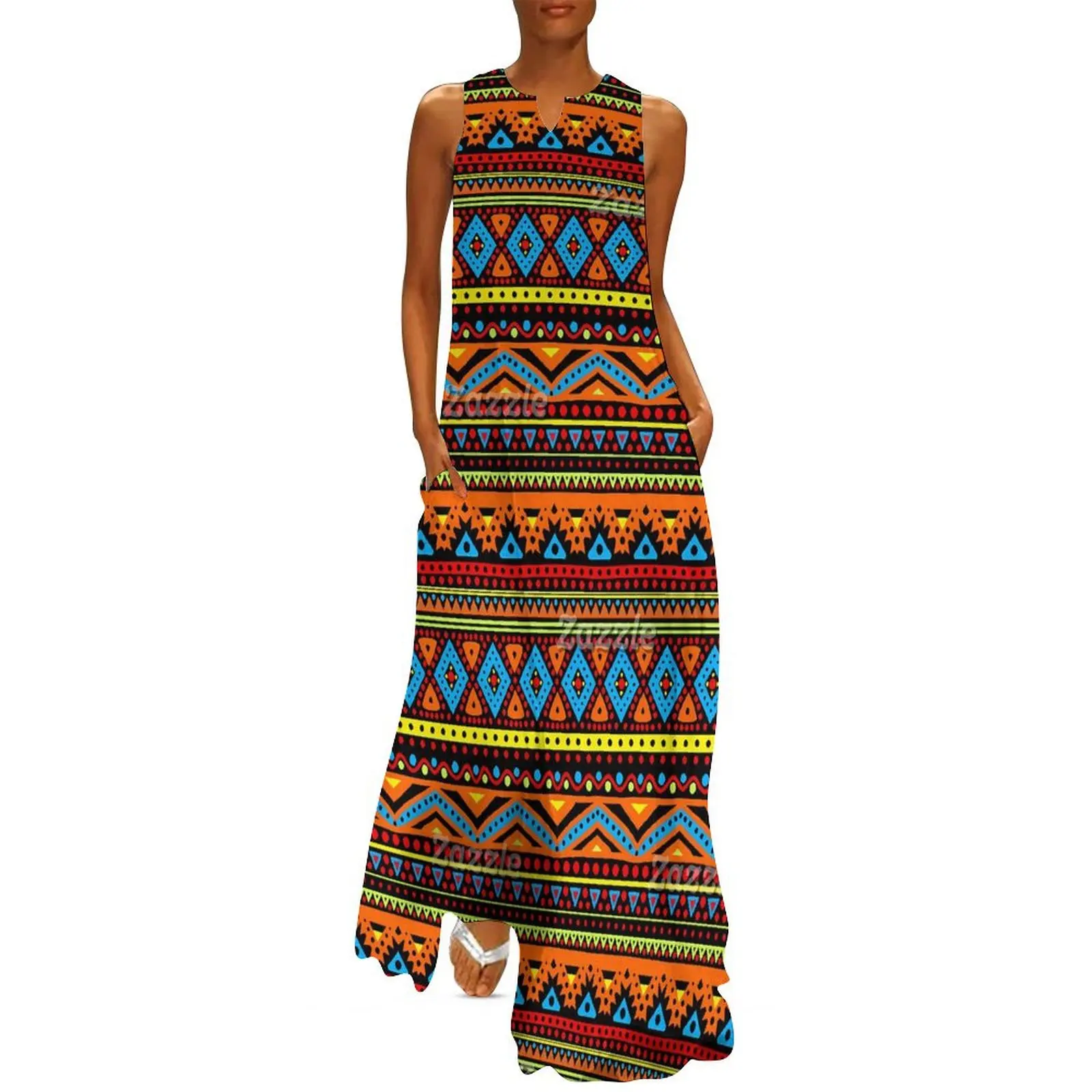 Ethnic Fashion For Ladies - Vintage Ethnic Long Dress Red Orange