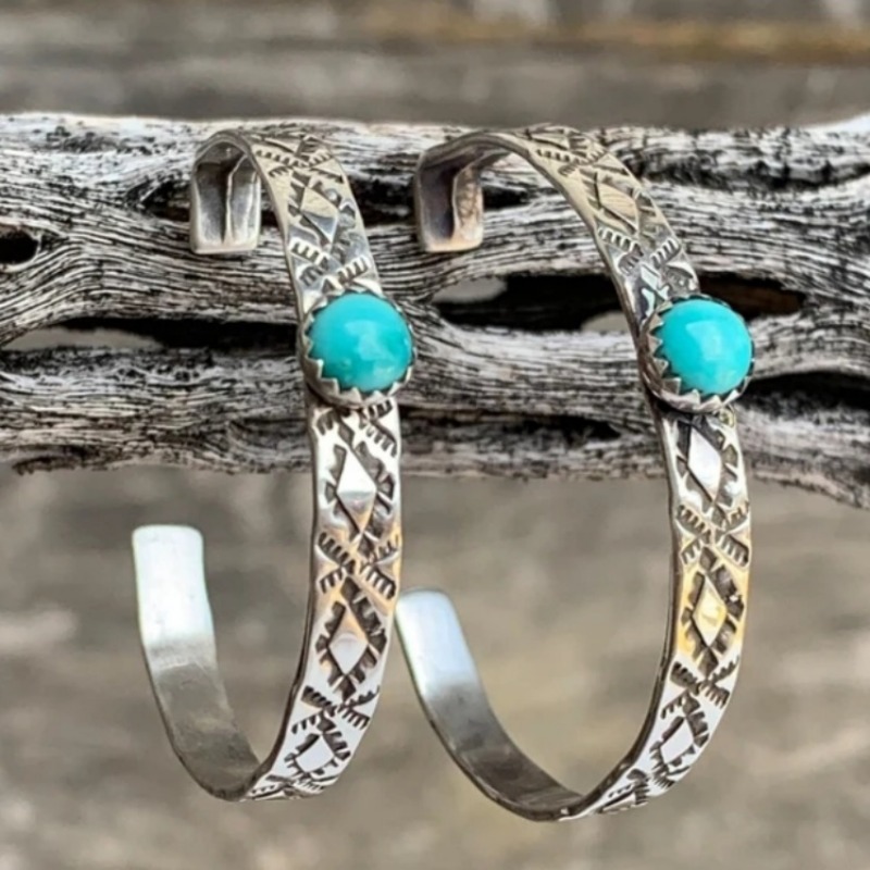 Ethnic Fashion Wear - Ethnic Silver Color Blue Stone Dangle