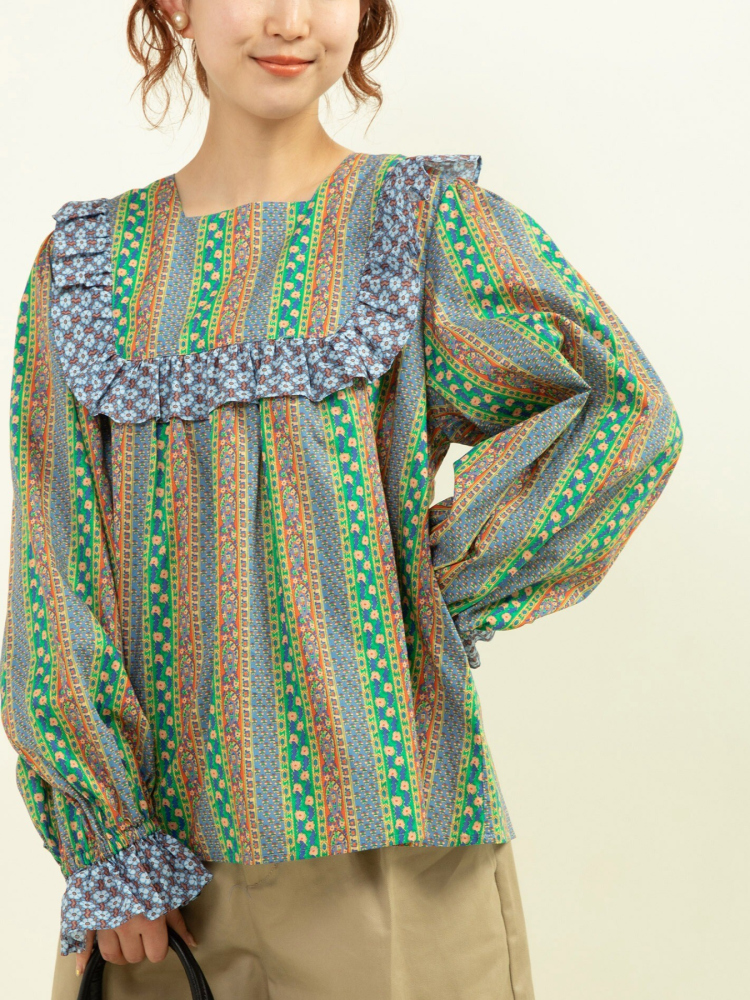 Ethnic Fashion Brand - Sweet Floral Print Shirt with Lace