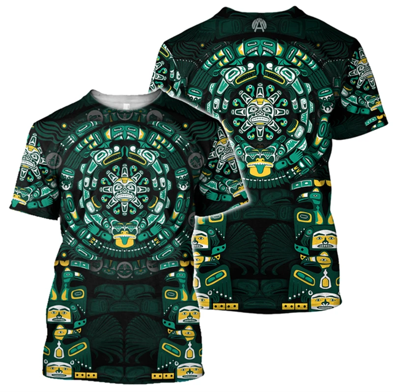 Men'S Ethnic Fashion Trends - New Retro Ethnic Aztec Mexico T-shirt