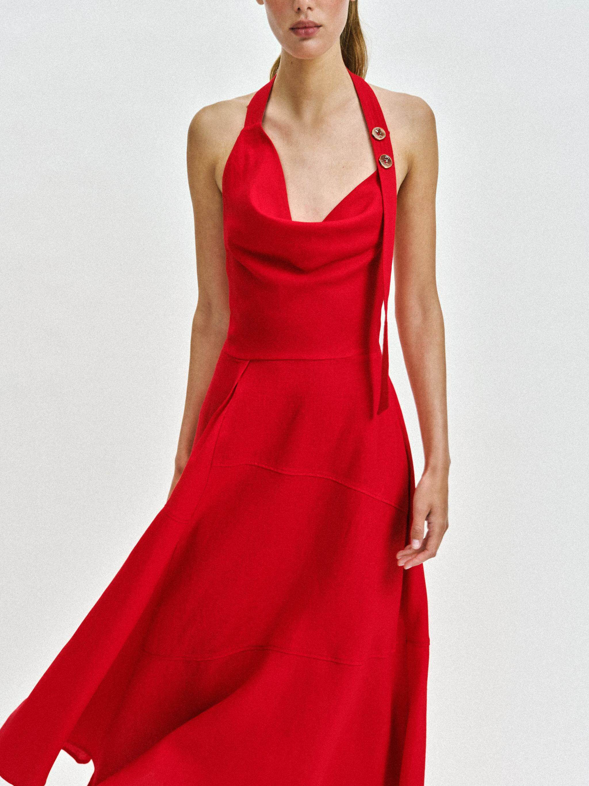Ethnic Wear In Fashion - Romantic Backless Fashionable Collar Midi Dress