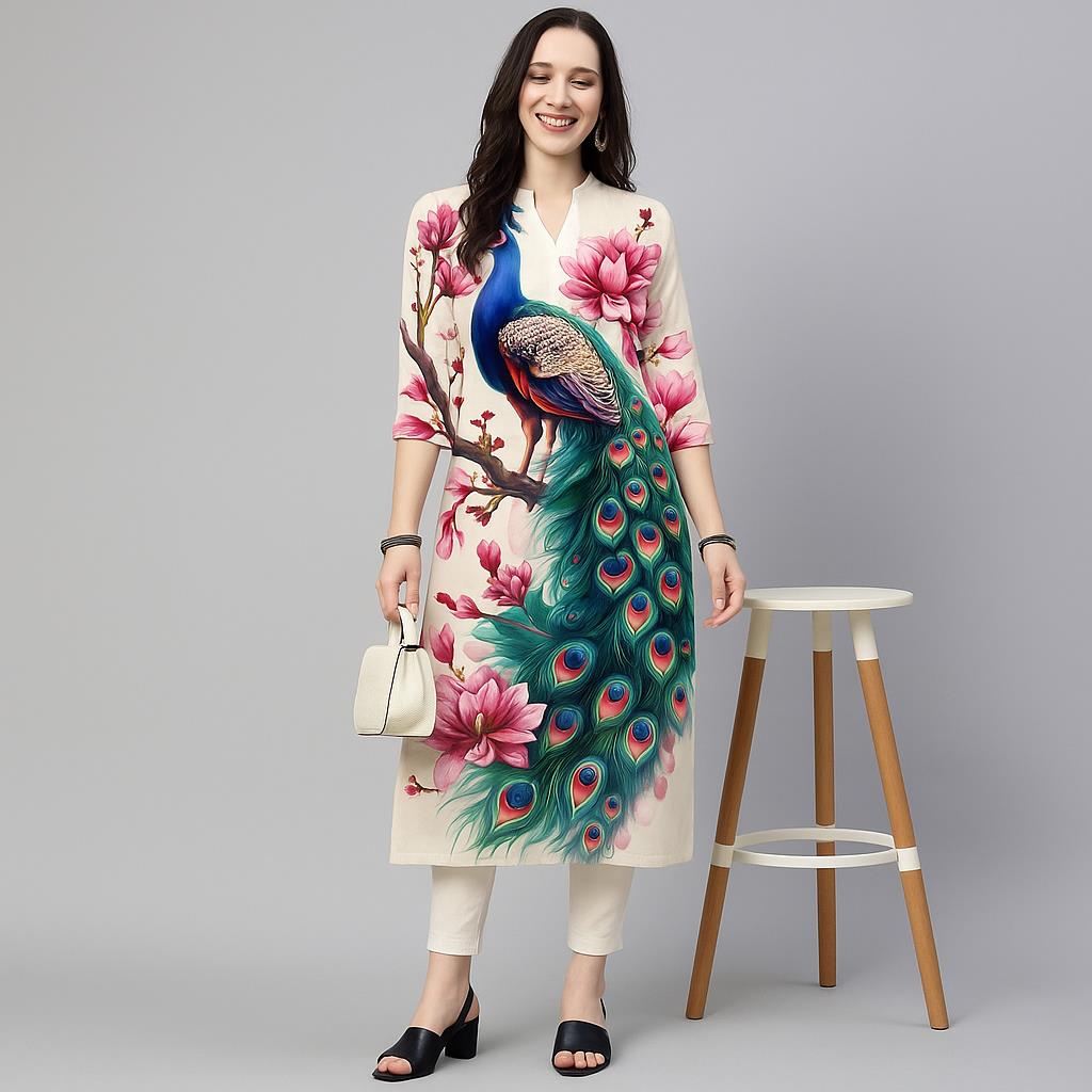 Peacock Women's Kurt Casual Fa - Ethnic Fashion Kurtis 리뷰 및 가격