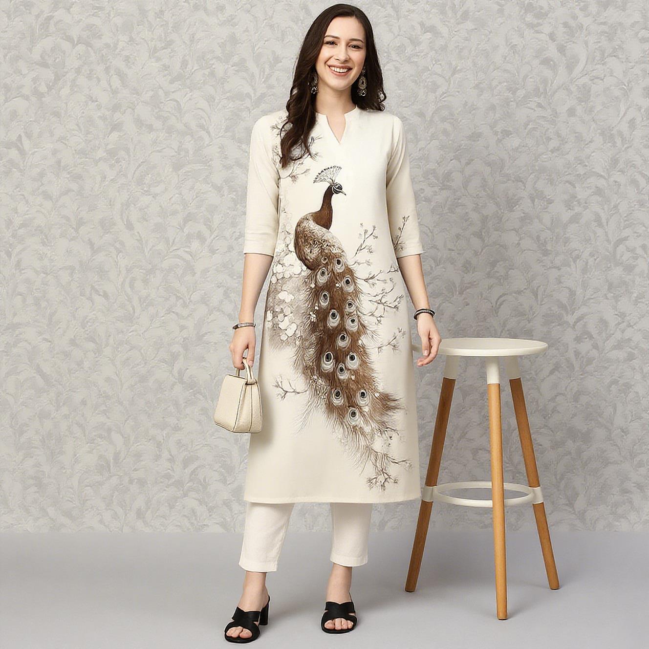 Peacock Women's Kurt Casual Fa - Ethnic Fashion Kurtis 리뷰 및 가격