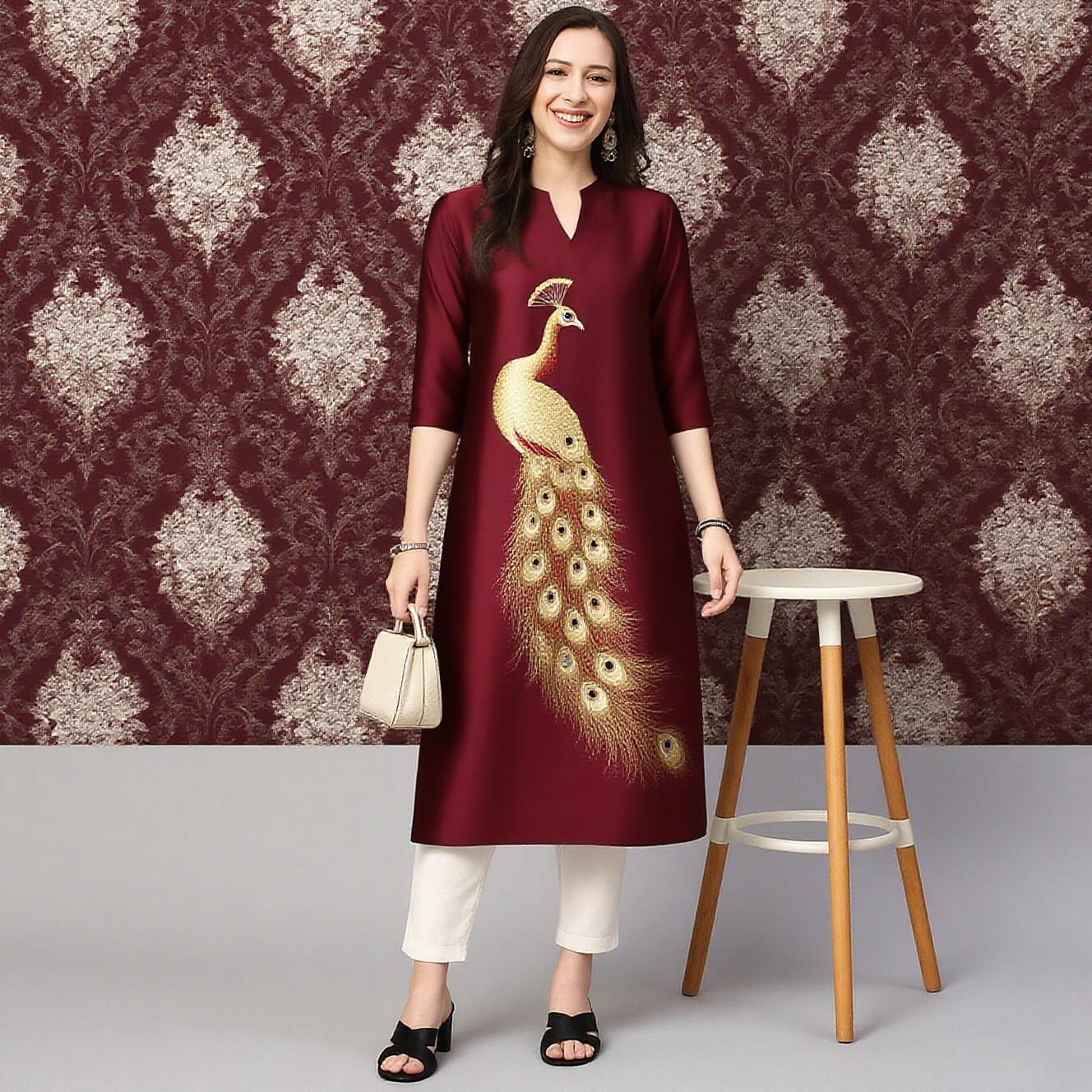 Peacock Women's Kurt Casual Fa - Ethnic Fashion Kurtis 리뷰 및 가격