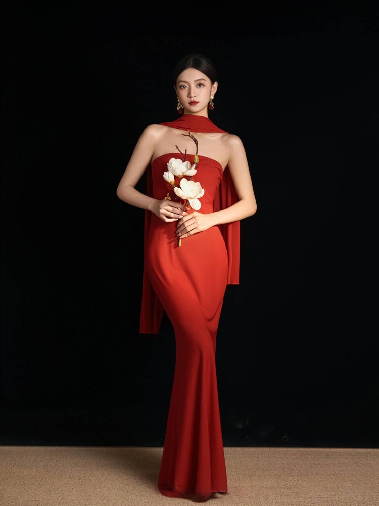 Red Retro Chinese Style Dress  - Ethnic Fashion Studio 리뷰 및 가격