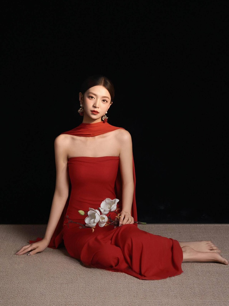 Red Retro Chinese Style Dress  - Ethnic Fashion Studio 리뷰 및 가격