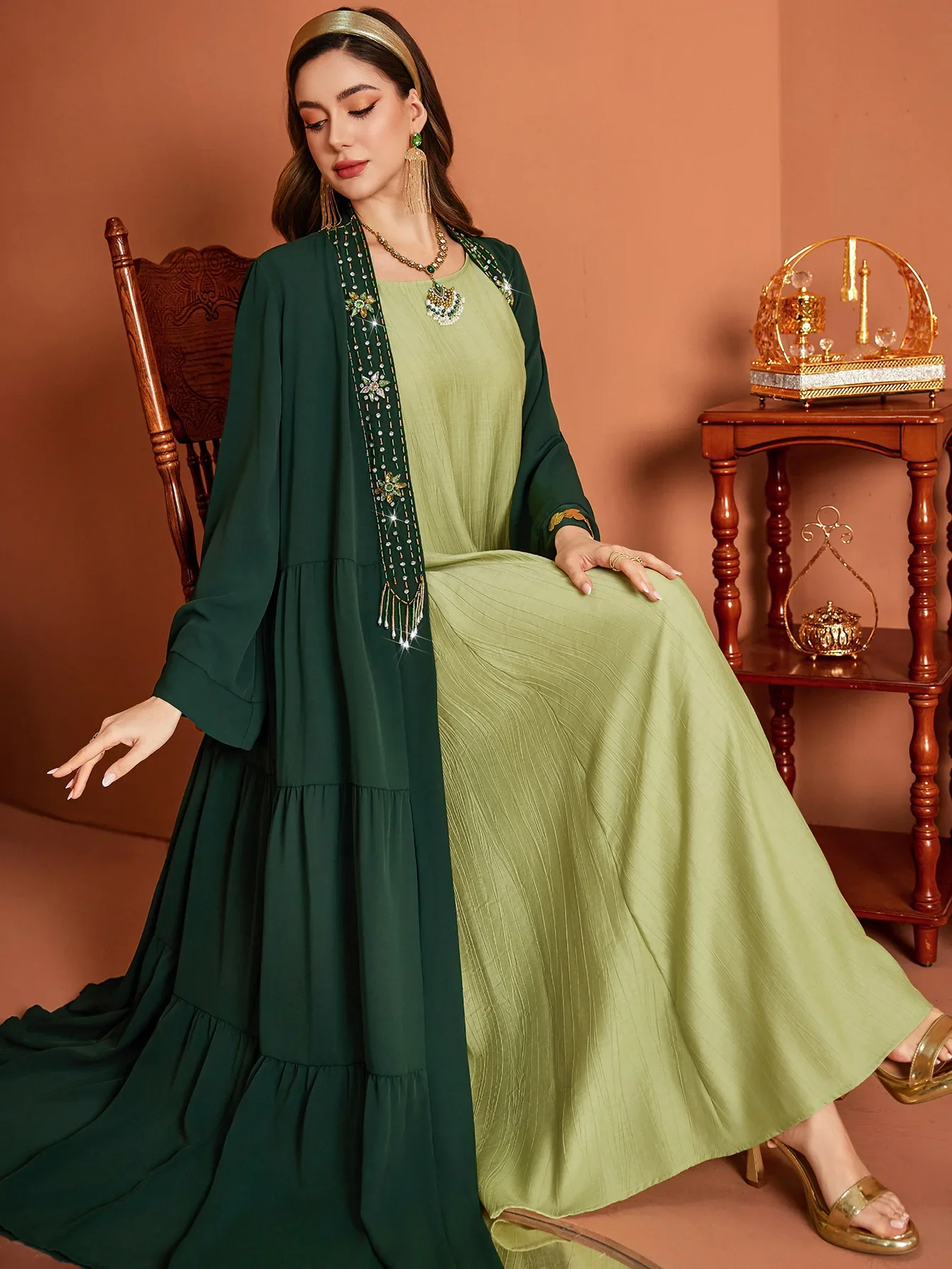 Eid Open Women Abaya gorgeous  - Jalabiya Women Arabic 리뷰 및 가격