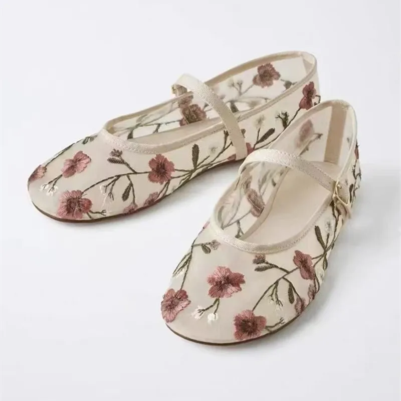 Mesh Embroidered Leisure Balle - Ethnic Fashion Brand 리뷰 및 가격