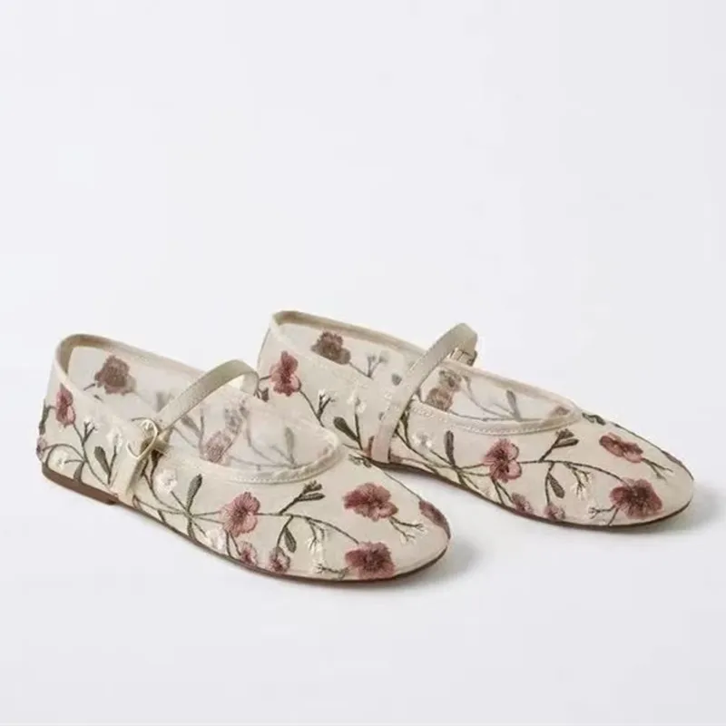 Mesh Embroidered Leisure Balle - Ethnic Fashion Brand 리뷰 및 가격