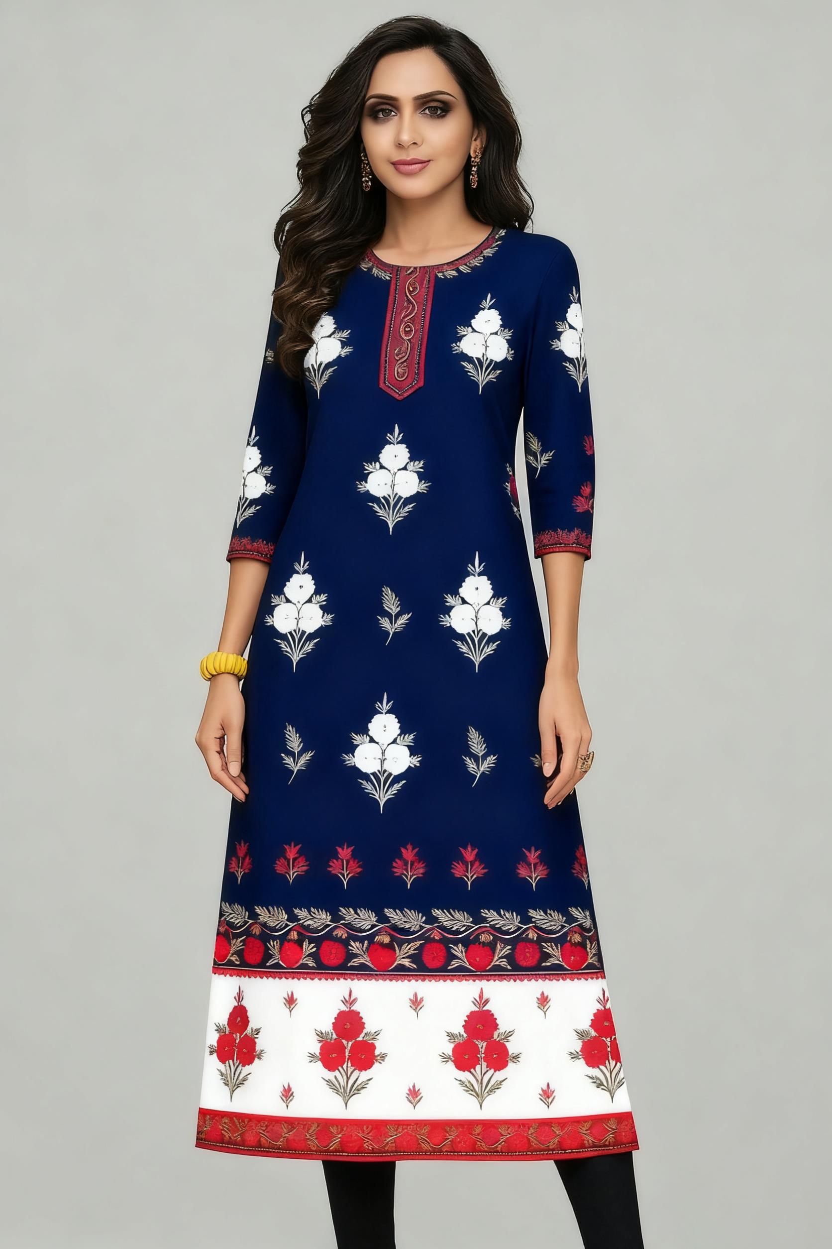 Muslim Kurt Flowers Women's Fa - Ethnic Fashion Kurtis 리뷰 및 가격