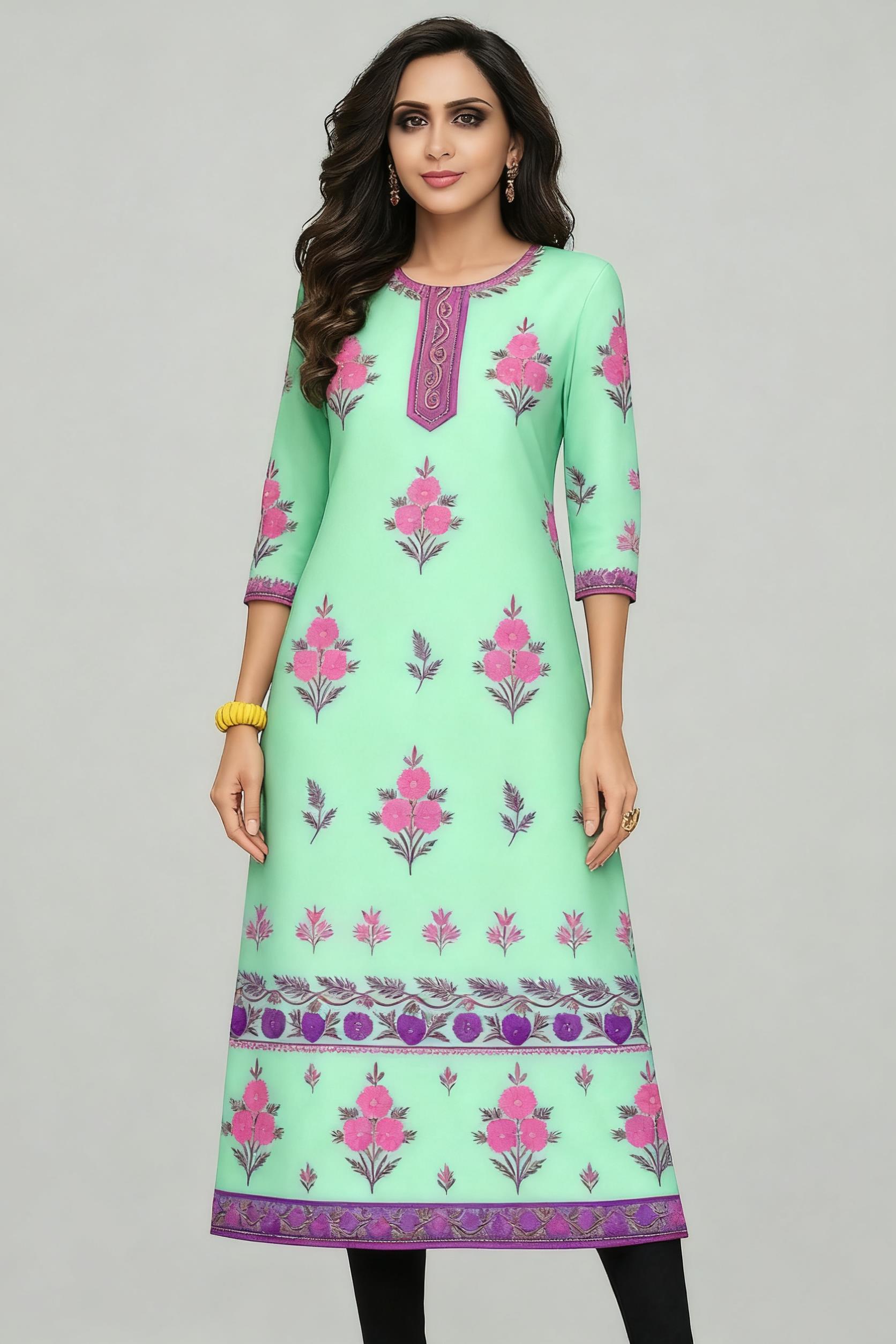 Muslim Kurt Flowers Women's Fa - Ethnic Fashion Kurtis 리뷰 및 가격