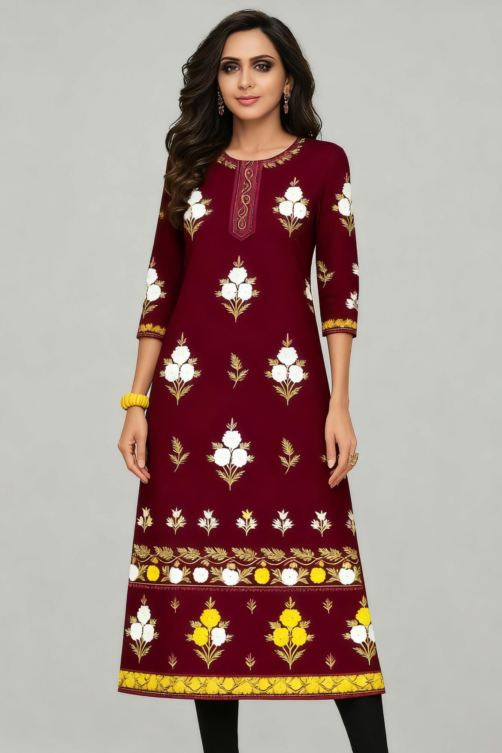 Muslim Kurt Flowers Women's Fa - Ethnic Fashion Kurtis 리뷰 및 가격