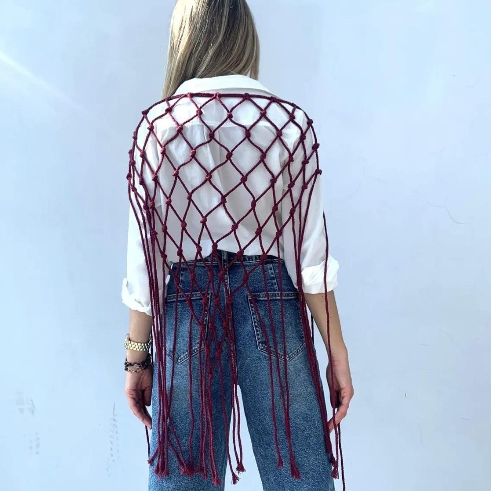 Bohemian Netted Fringe Scarf S - Ethnic Fashion Design 리뷰 및 가격