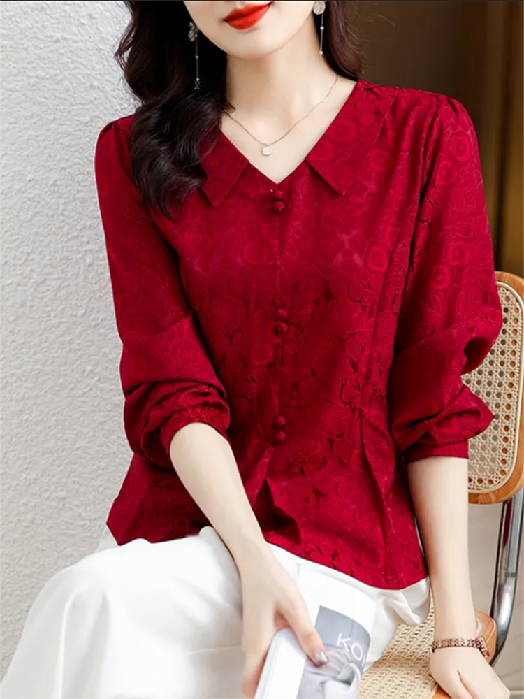 Retro Women's Shirt Jacquard S - Thai Silk Blouse 리뷰 및 가격