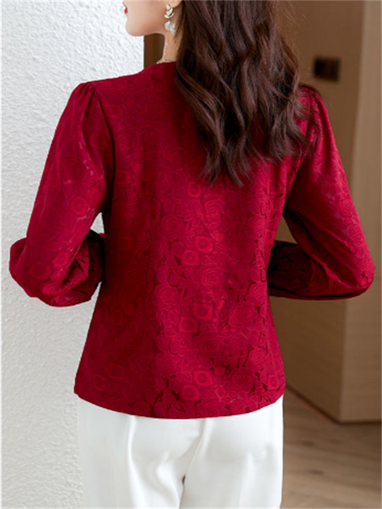 Retro Women's Shirt Jacquard S - Thai Silk Blouse 리뷰 및 가격