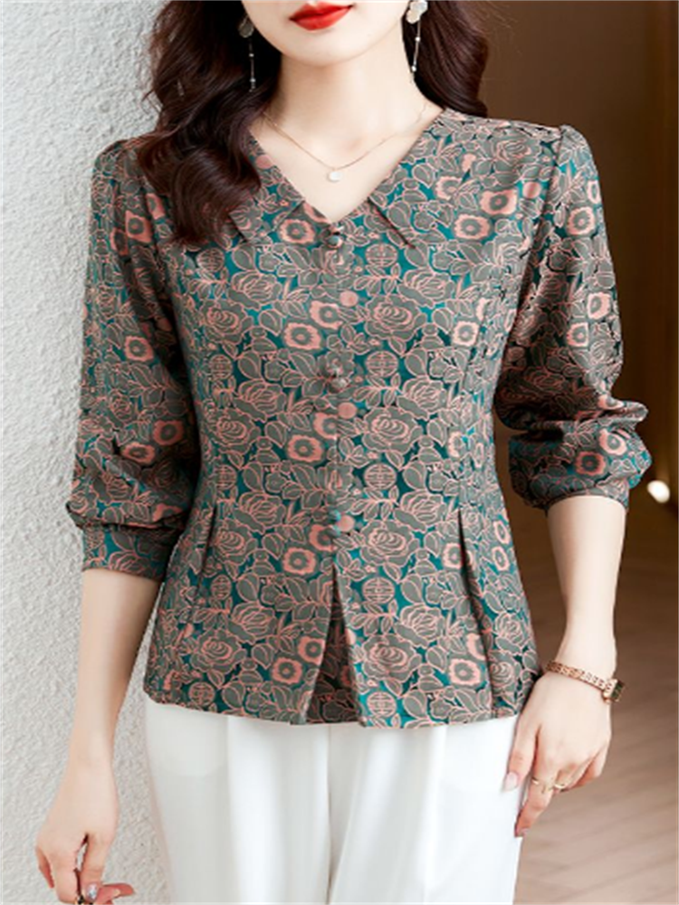 Retro Women's Shirt Jacquard S - Thai Silk Blouse 리뷰 및 가격