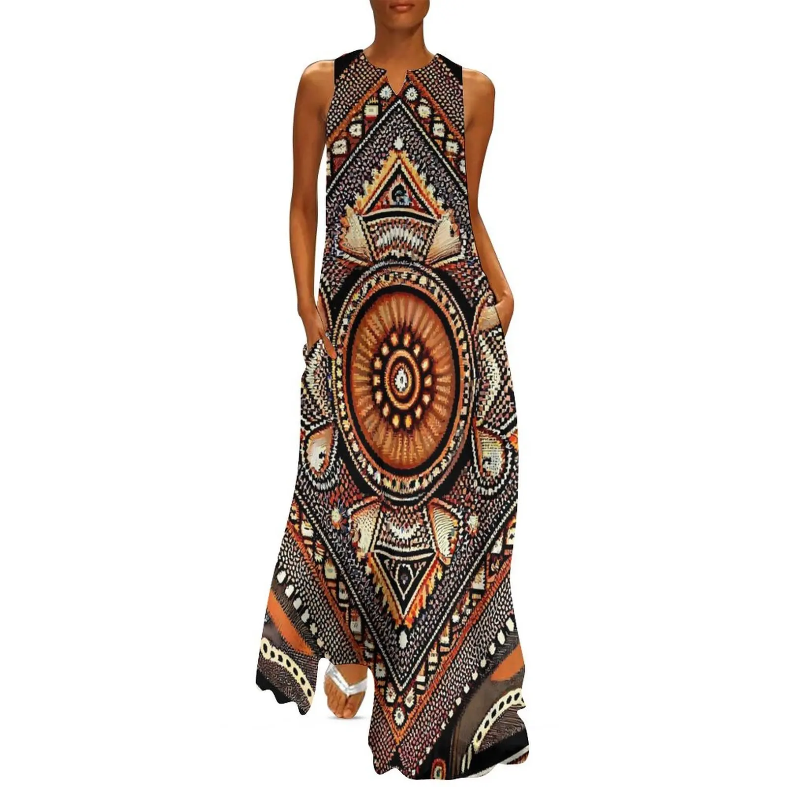 Vintage Ethnic Long Dress Red  - Ethnic Fashion For Ladies 리뷰 및 가격