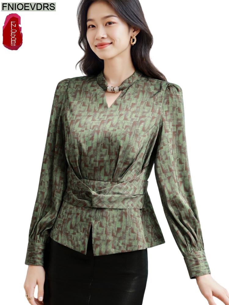 Retro Vintage Green Flower Pri - Thai Silk Blouse 리뷰 및 가격