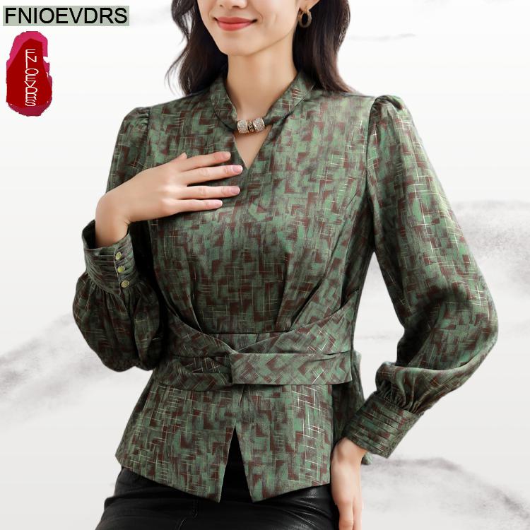 Retro Vintage Green Flower Pri - Thai Silk Blouse 리뷰 및 가격