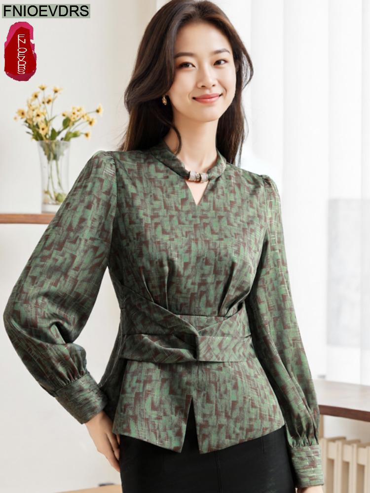Retro Vintage Green Flower Pri - Thai Silk Blouse 리뷰 및 가격