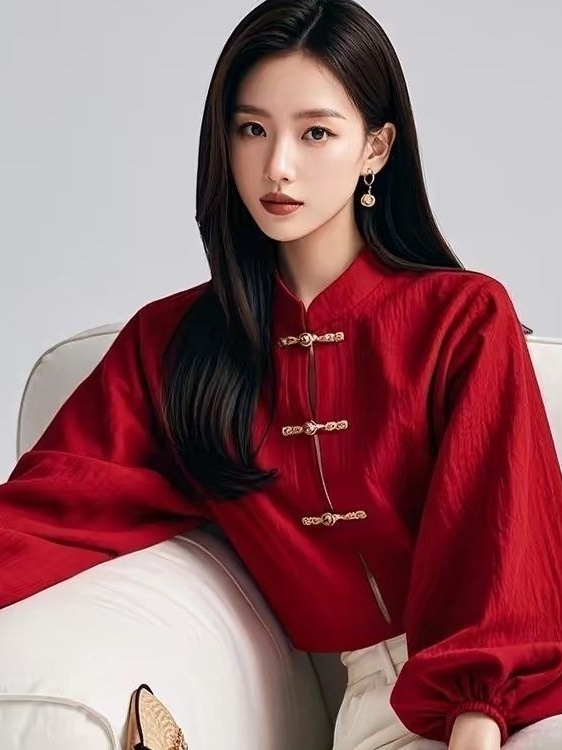 Red Chinese Style Shirt Women' - Ethnic Wear In Fashion 리뷰 및 가격