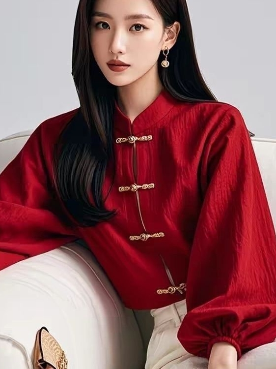 Red Chinese Style Shirt Women' - Ethnic Wear In Fashion 리뷰 및 가격