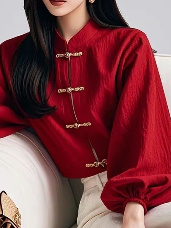 Red Chinese Style Shirt Women' - Ethnic Wear In Fashion 리뷰 및 가격