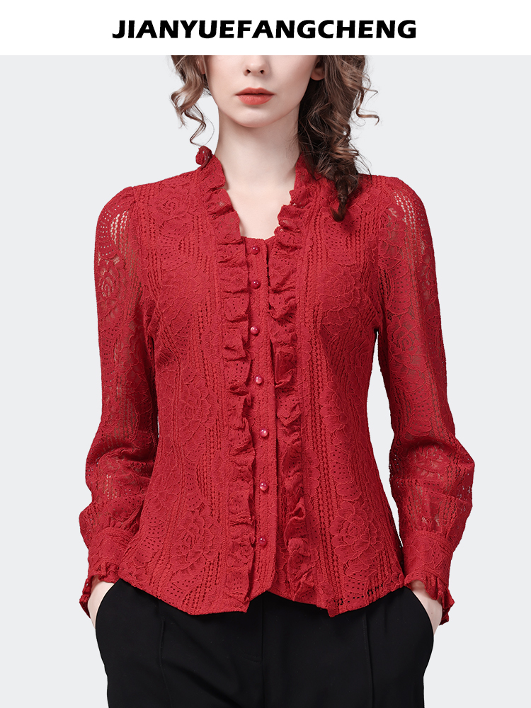 Fashion Square Neck Ruffles Re - Thai Silk Blouse 리뷰 및 가격