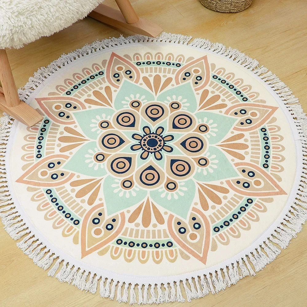 Round Rug Bedroom Tassel Carpe - Ethnic Fashion Online 리뷰 및 가격