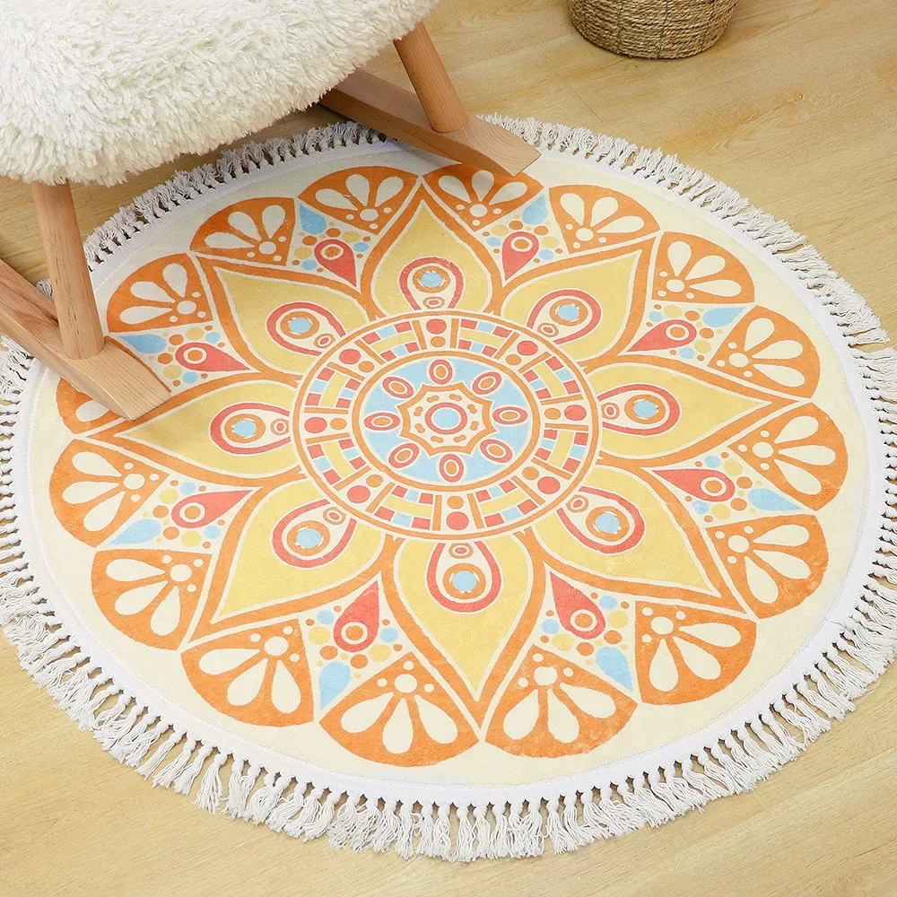 Round Rug Bedroom Tassel Carpe - Ethnic Fashion Online 리뷰 및 가격