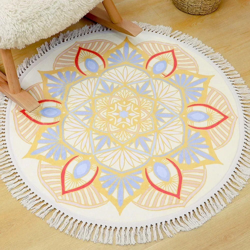 Round Rug Bedroom Tassel Carpe - Ethnic Fashion Online 리뷰 및 가격