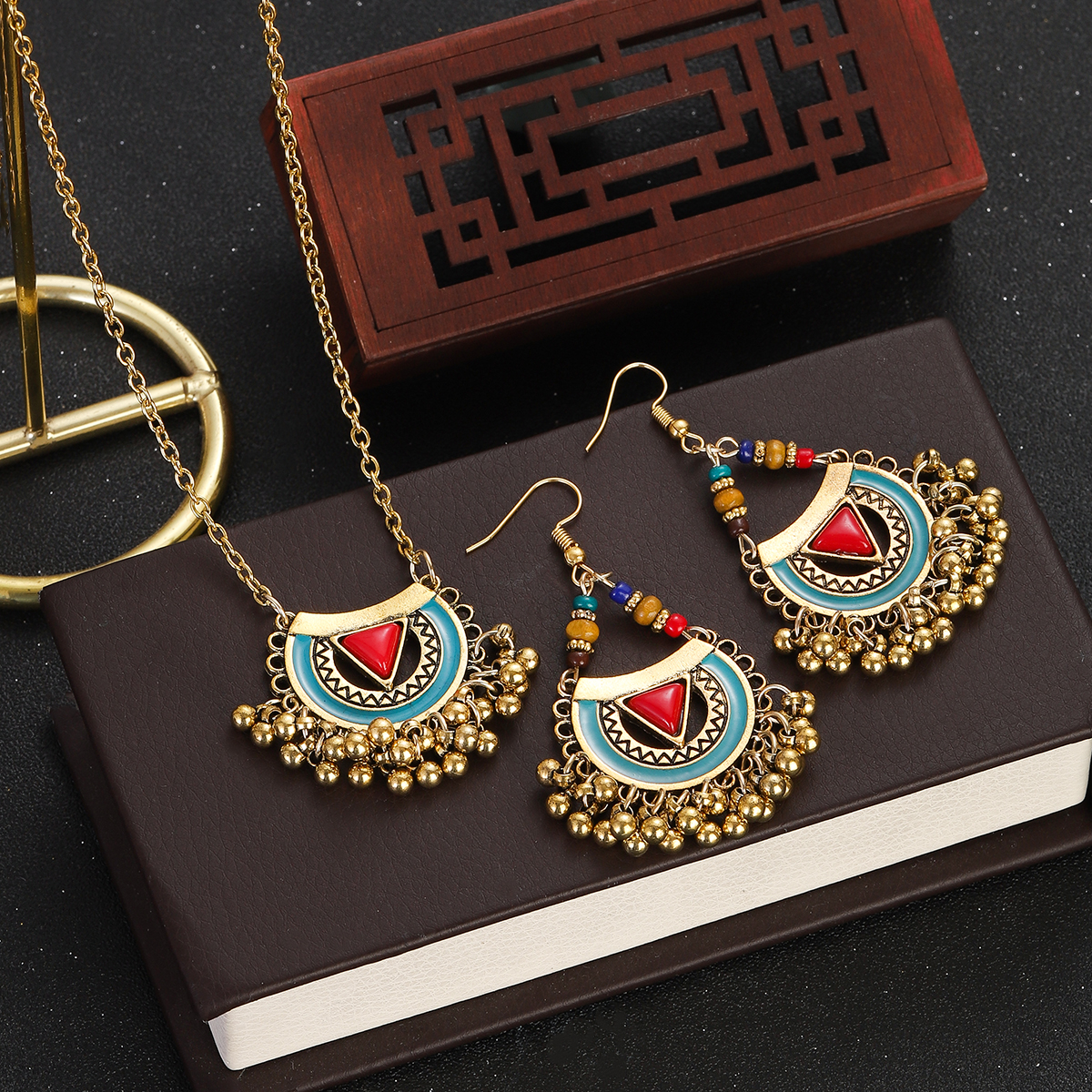 Ethnic Red Stone Necklace Earr - Ethnic Fashion Trends 2026 리뷰 및 가격