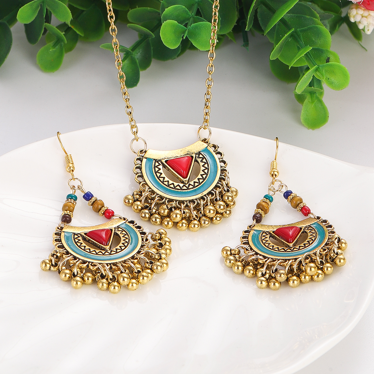 Ethnic Red Stone Necklace Earr - Ethnic Fashion Trends 2026 리뷰 및 가격