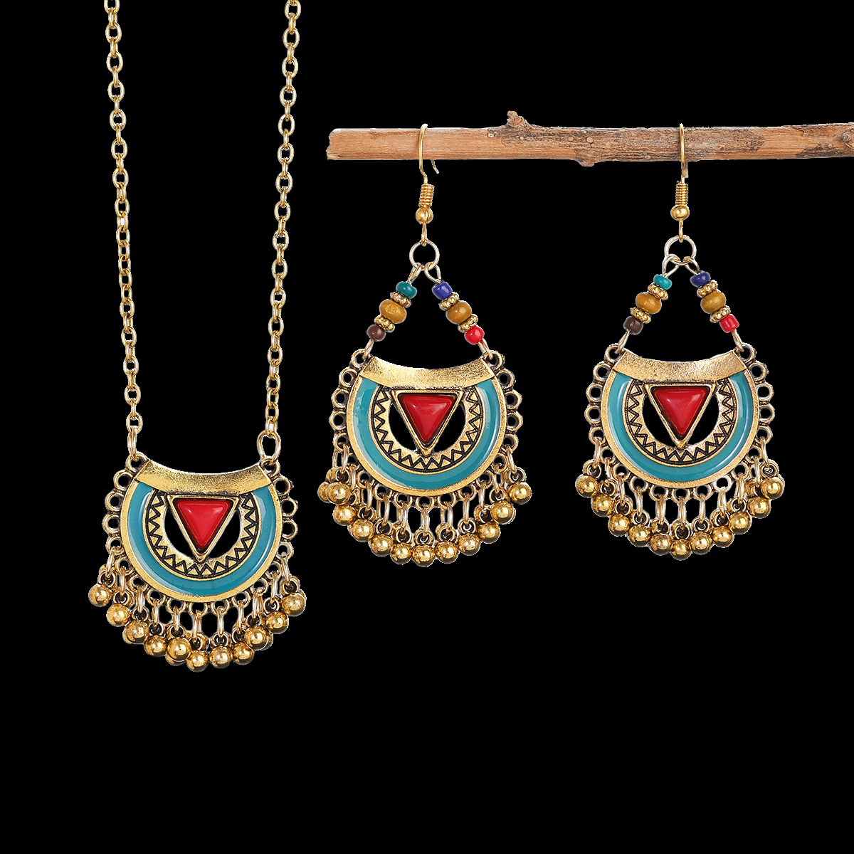 Ethnic Red Stone Necklace Earr - Ethnic Fashion Trends 2026 리뷰 및 가격