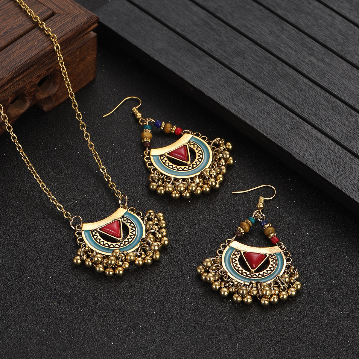 Ethnic Red Stone Necklace Earr - Ethnic Fashion Trends 2026 리뷰 및 가격