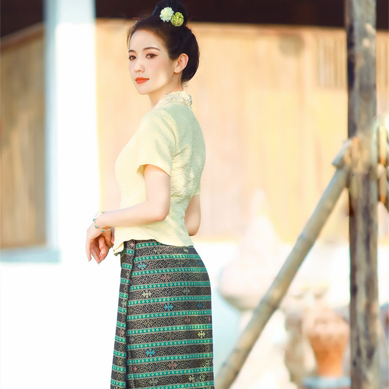 Light Yellow Thai Dai Clothing - Thai Silk Blouse 리뷰 및 가격