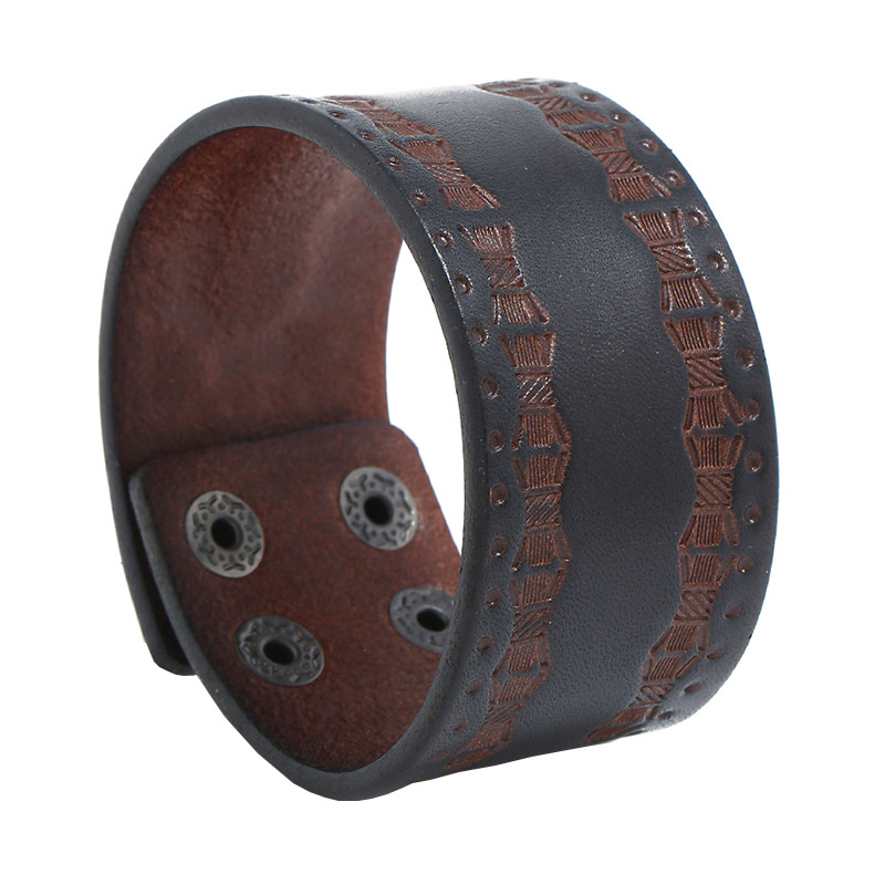 Retro Brown Wide Cowhide Brace - Ethnic Fashion Pk 리뷰 및 가격