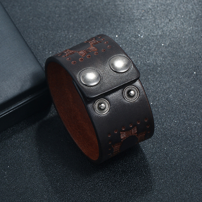 Retro Brown Wide Cowhide Brace - Ethnic Fashion Pk 리뷰 및 가격