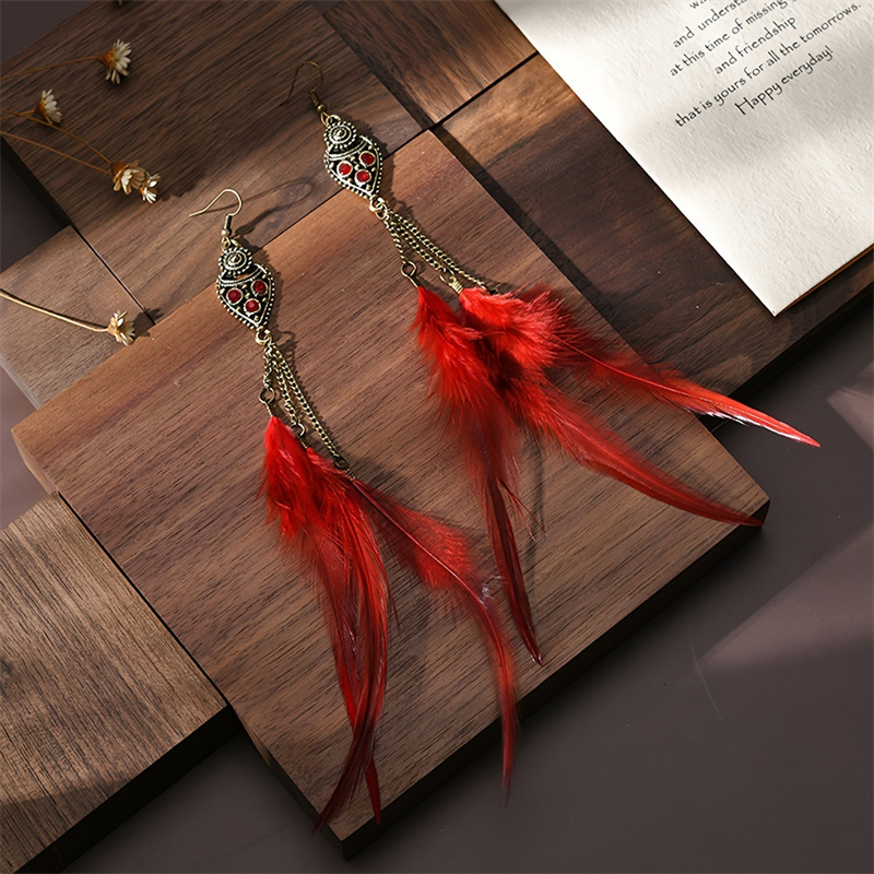 Bohemian Long Feather Tassel R - Ethnic Fashion For Ladies 리뷰 및 가격